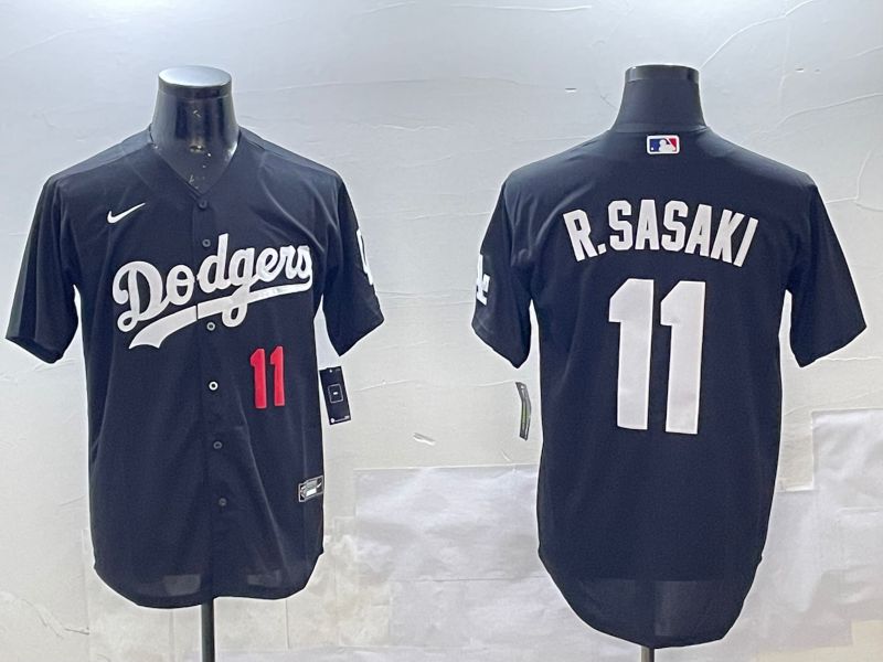 Men Los Angeles Dodgers 11 R.Sasaki Black Game 2025 Nike MLB Jersey style 2